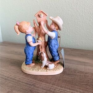 Vintage Homco Denim Days Figurine #8888 “Our Birdhouse” 1985
